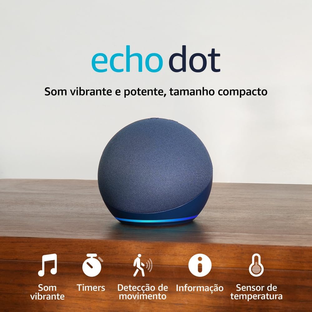 Amazon Echo Dot (Geração mais recente) - Smart speaker com Alexa, som potente, Wi-Fi e Bluetooth - Cor Azul