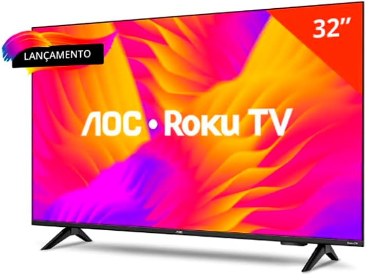 Smart TV AOC 32S5155/78G LED 32" HD com Roku TV e Wi-Fi